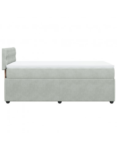 Giroletto a Molle con Materasso Grigio Chiaro 80x200 cm Velluto