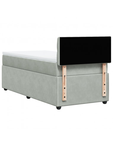 Giroletto a Molle con Materasso Grigio Chiaro 80x200 cm Velluto