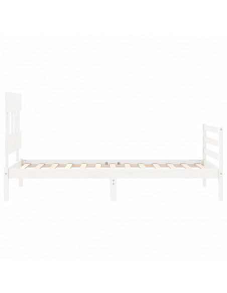 Giroletto con Testiera Bianco Single in Legno Massello