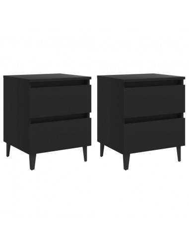 Comodini 2pz Neri 40x35x50 cm in Legno Multistrato