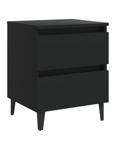 Comodini 2pz Neri 40x35x50 cm in Legno Multistrato 2