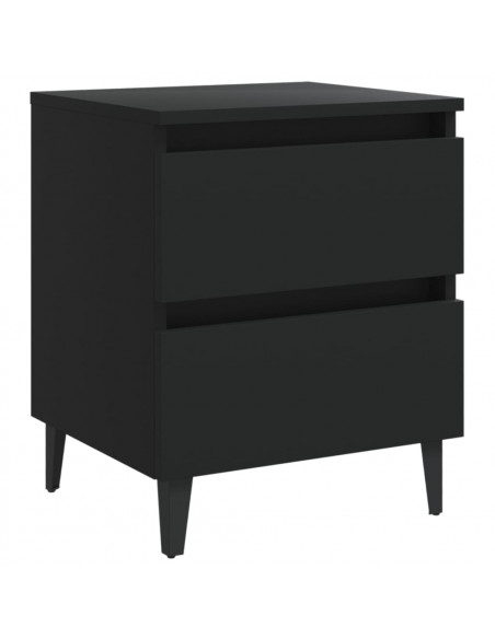 Comodini 2pz Neri 40x35x50 cm in Legno Multistrato