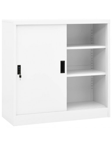 Armadio per Ufficio Anta Scorrevole Bianco 90x40x90cm Acciaio