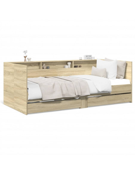 Divano Letto con Cassetti Rovere Sonoma 75x190 cm Multistrato