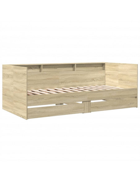 Divano Letto con Cassetti Rovere Sonoma 75x190 cm Multistrato
