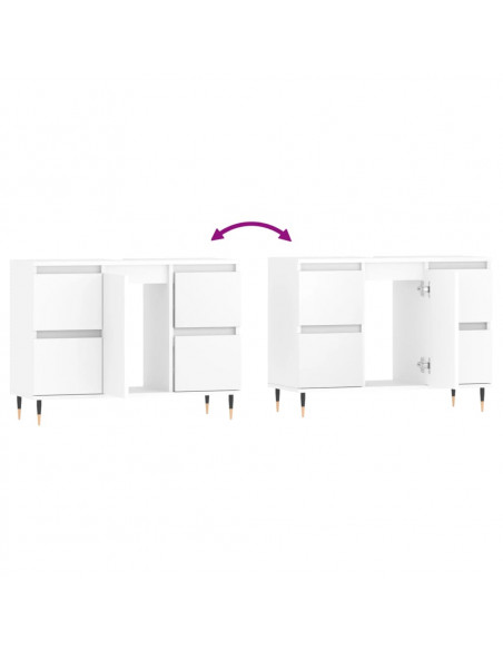 Mobile da Bagno Bianco 80x33x60 cm in Legno Multistrato