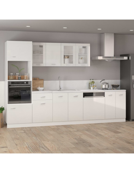 Mobile Microonde Bianco Lucido 60x57x207 cm Legno Multistrato