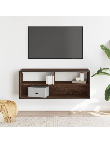 Mobile TV Rovere Marrone 100x31x39,5 cm in Truciolato e Metallo