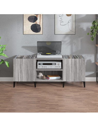 Mobile Porta Dischi Grigio Sonoma 121x38x48cm Legno Multistrato