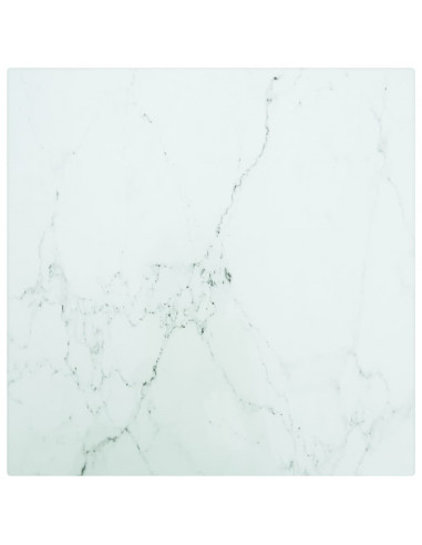 Piano Tavolo Bianco 30x30 cm 6 mm Vetro Temperato Design Marmo