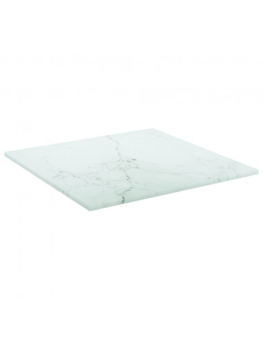 Piano Tavolo Bianco 30x30 cm 6 mm Vetro Temperato Design Marmo