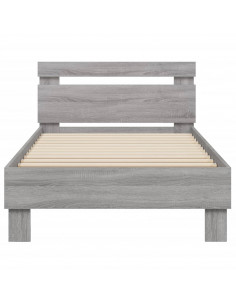 Giroletto con Testiera e LED Grigio Sonoma 90x200 cm 2