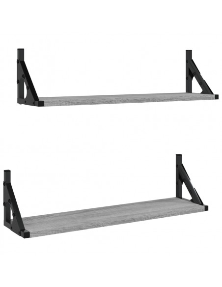 Mensole da Parete 2pz Grigio Sonoma 60x15x15,5 cm