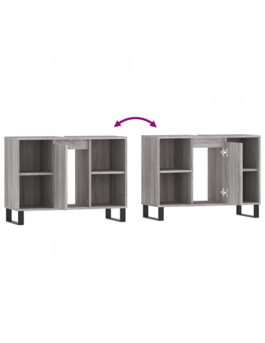 Mobile da Bagno Grigio Sonoma 80x33x60 cm in Legno Multistrato