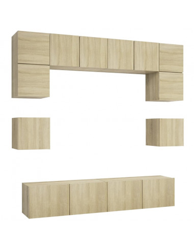Set di Mobili TV 8 pz Rovere Sonoma in Legno Multistrato