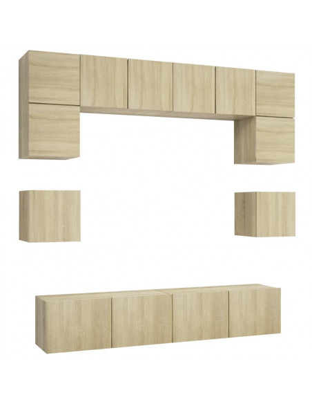 Set di Mobili TV 8 pz Rovere Sonoma in Legno Multistrato