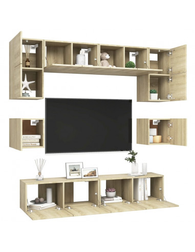 Set di Mobili TV 8 pz Rovere Sonoma in Legno Multistrato