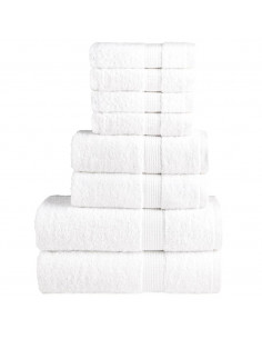 Set ASciugamani 8 pz Bianchi 600 gsm 100% Cotone 2