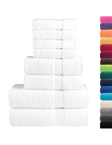 Set ASciugamani 8 pz Bianchi 600 gsm 100% Cotone