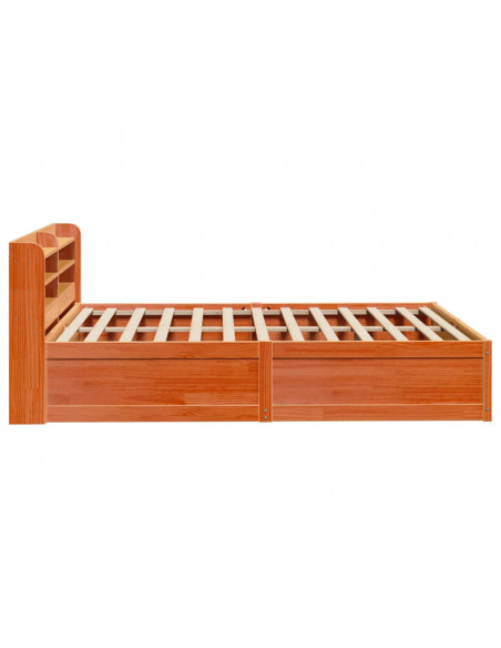 Giroletto con Testiera Marrone Cera 140x190 cm Massello Pino