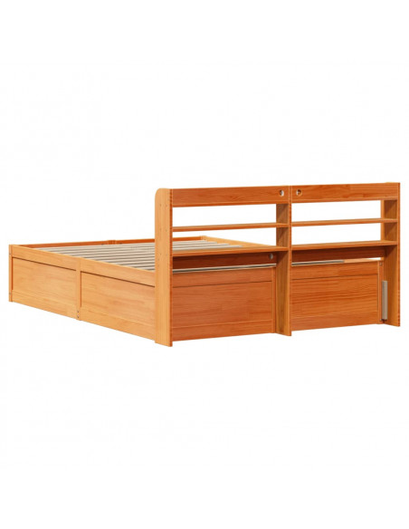 Giroletto con Testiera Marrone Cera 140x190 cm Massello Pino