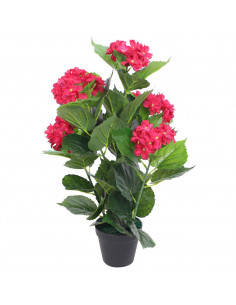 Ortensia Pianta Artificiale con Vaso 60 cm Rossa 2