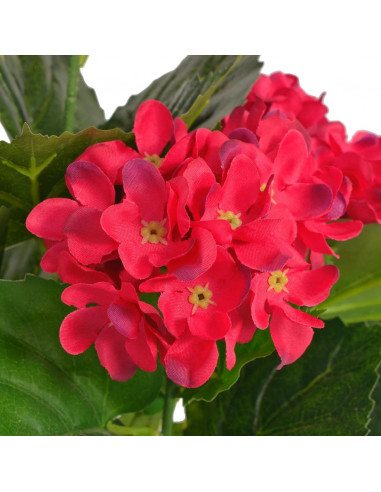 Ortensia Pianta Artificiale con Vaso 60 cm Rossa