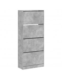 Scarpiera 4 Cassetti Ribaltabili Grigio Cemento 80x34x187,5 cm 2