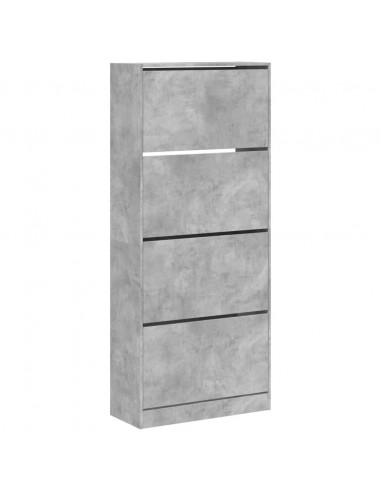 Scarpiera 4 Cassetti Ribaltabili Grigio Cemento 80x34x187,5 cm