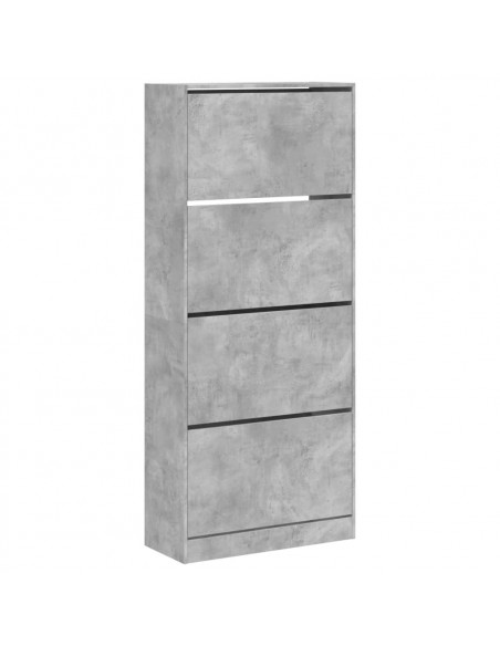 Scarpiera 4 Cassetti Ribaltabili Grigio Cemento 80x34x187,5 cm
