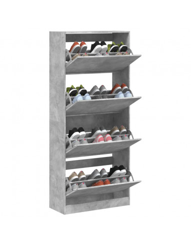 Scarpiera 4 Cassetti Ribaltabili Grigio Cemento 80x34x187,5 cm