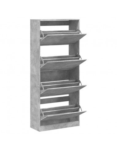 Scarpiera 4 Cassetti Ribaltabili Grigio Cemento 80x34x187,5 cm