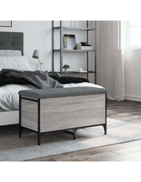Panca Portaoggetti Grigio Sonoma 82x42x45 cm Legno Multistrato