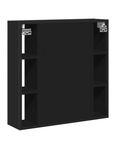 Mobile da Bagno con Specchio Nero 60x16x60 cm Legno Multistrato