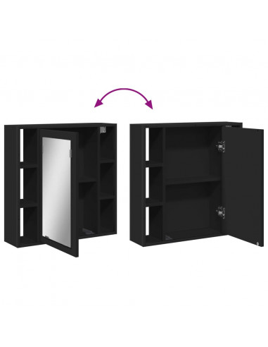 Mobile da Bagno con Specchio Nero 60x16x60 cm Legno Multistrato