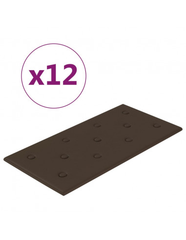 Pannelli Murali 12 pz Marroni 60x30 cm Similpelle 2,16 m²