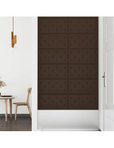 Pannelli Murali 12 pz Marroni 60x30 cm Similpelle 2,16 m²