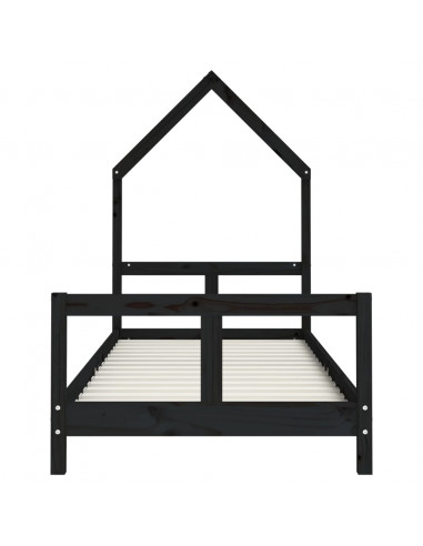 Giroletto per Bambini Nero 80x200 cm in Legno Massello di Pino