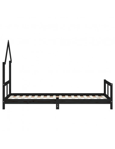 Giroletto per Bambini Nero 80x200 cm in Legno Massello di Pino