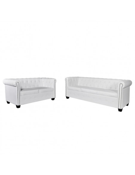 Divani Chesterfield a 2 Posti e a 3 Posti in Similpelle Bianco