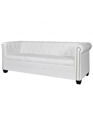 Divani Chesterfield a 2 Posti e a 3 Posti in Similpelle Bianco