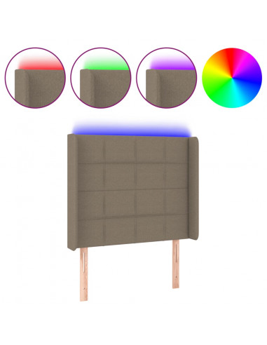 Testiera a LED Tortora 83x16x118/128 cm in Tessuto