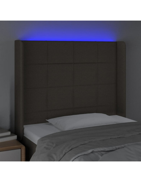 Testiera a LED Tortora 83x16x118/128 cm in Tessuto