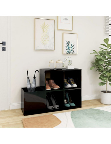 Scarpiera Ingresso Nero Lucido 105x35,5x70cm Legno Multistrato