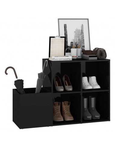 Scarpiera Ingresso Nero Lucido 105x35,5x70cm Legno Multistrato