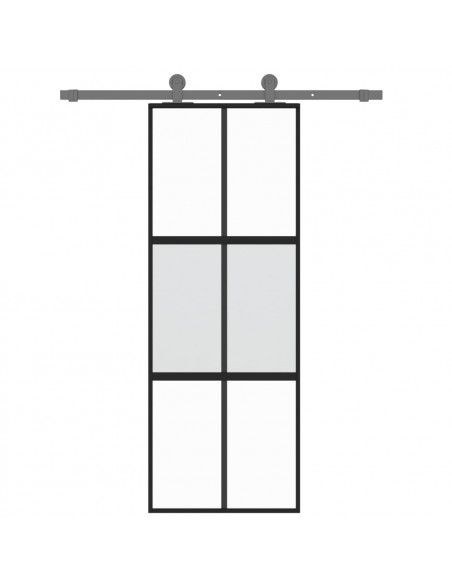 Porta Scorrevole Nera 76x205 cm in Vetro Temperato e Alluminio