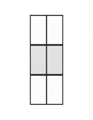 Porta Scorrevole Nera 76x205 cm in Vetro Temperato e Alluminio