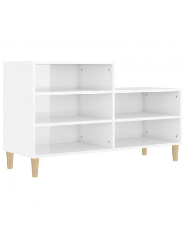 Scarpiera Bianco Lucido 102x36x60 cm in Legno Multistrato