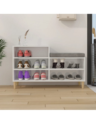 Scarpiera Bianco Lucido 102x36x60 cm in Legno Multistrato