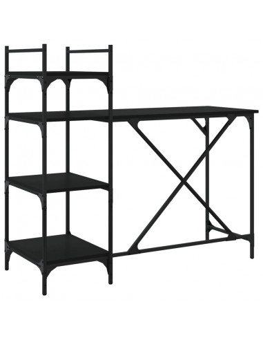 Scrivania per Computer con Scaffali Nera 120x47x109 cm